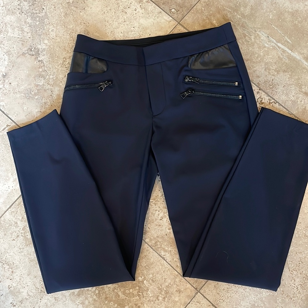 Rebecca Taylor Ava Techy Pants w/ Genuine Leather Insets size 2